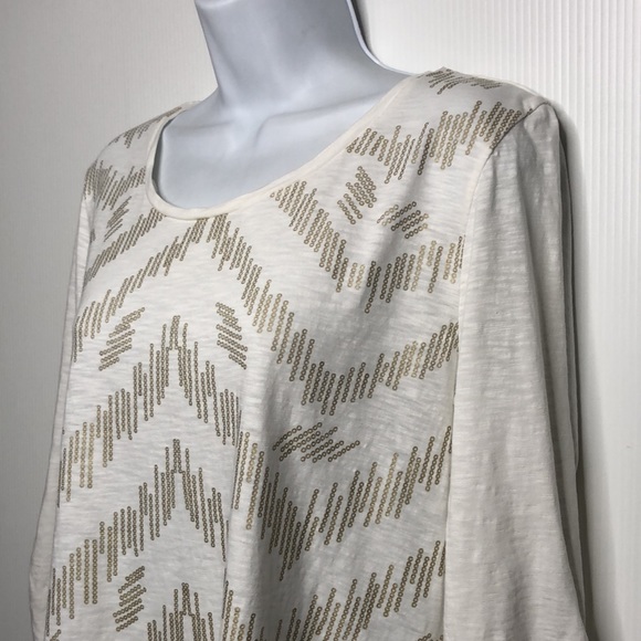 Zenergy Gold Chain Printed White Tee Plus Size 1X - Picture 4 of 11